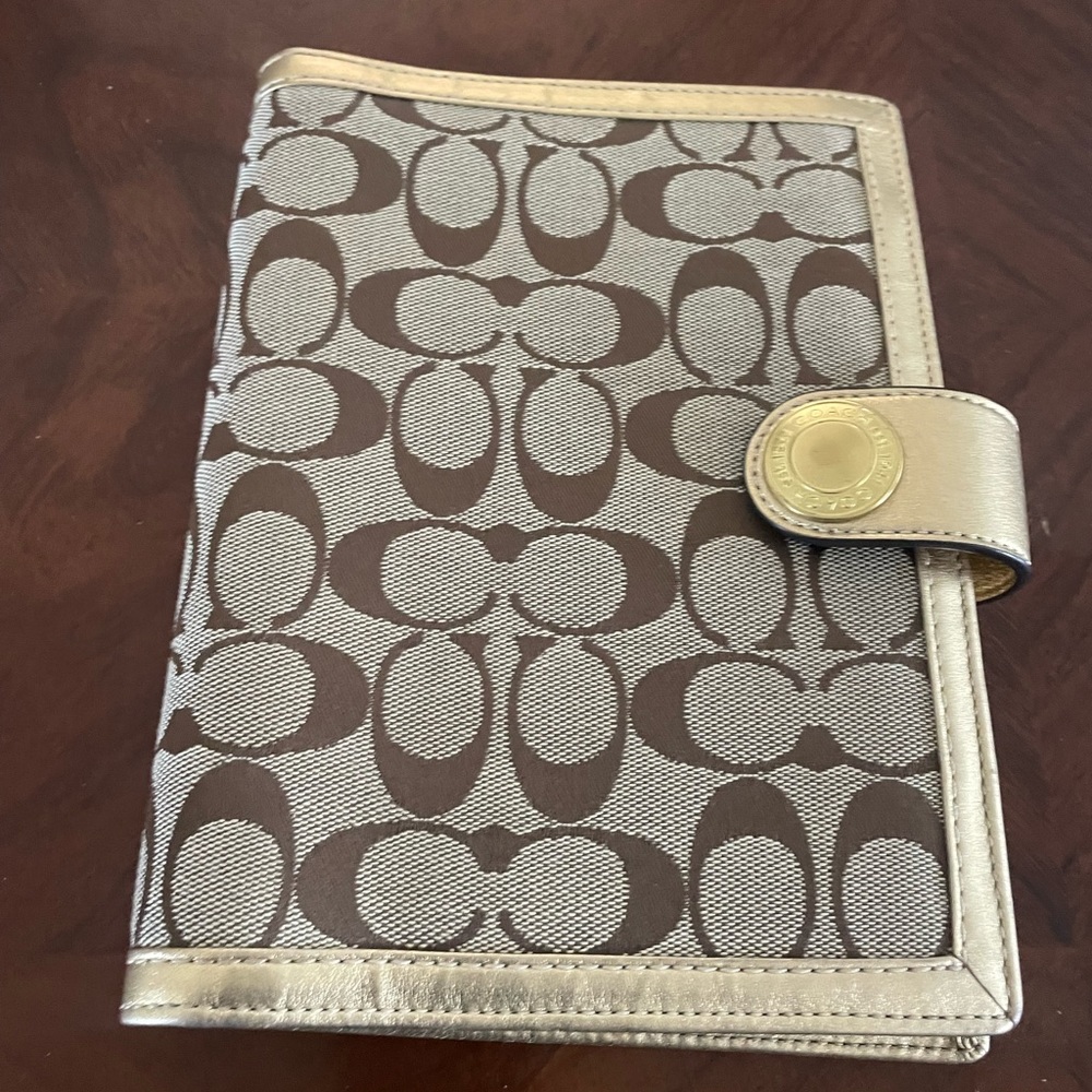 Vintage Coach Canvas Writing Pad/ Journal Tan And Gold